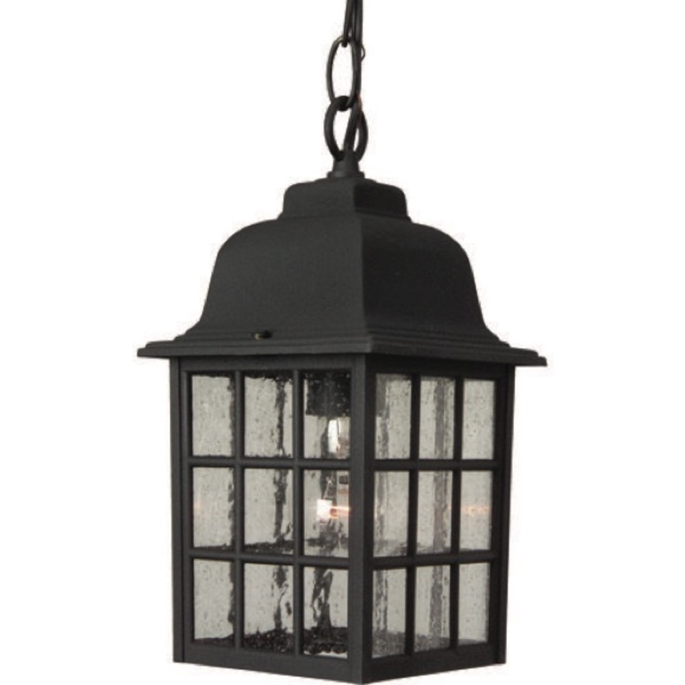 CRAFTMADE | matte black grid cage outdoor pendant